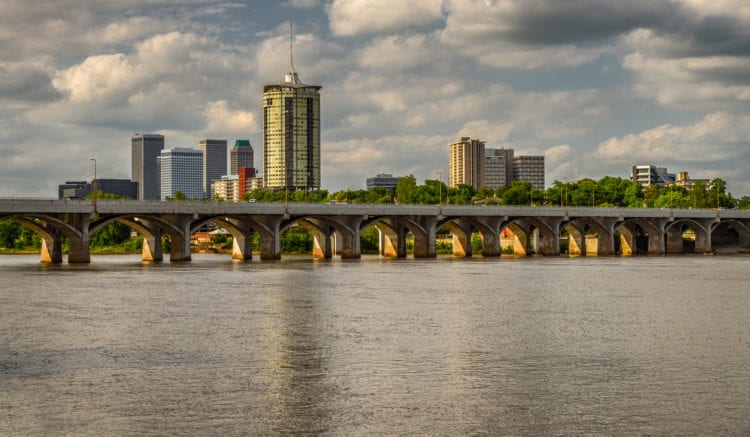 Tulsa Skyline with Arkansas river - Criminal Justice Degree Hub